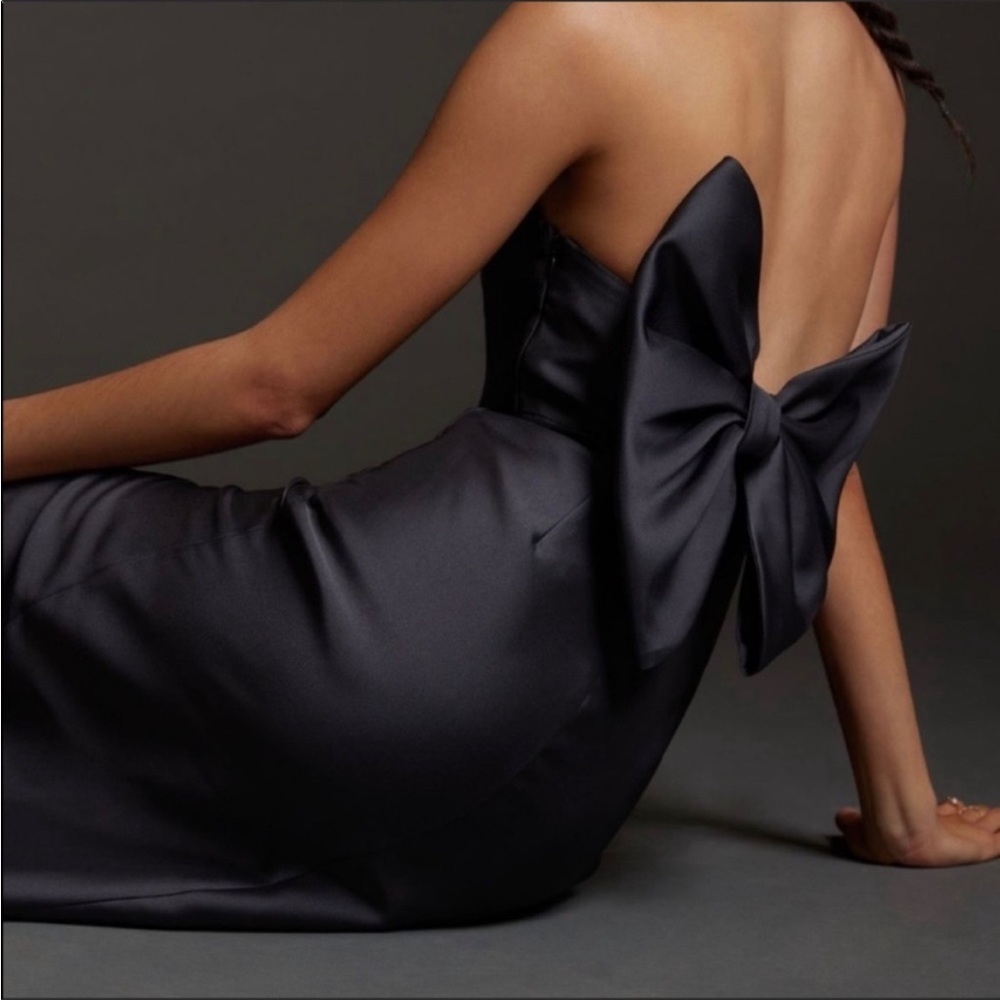 NWT Anthropologie Hutch Slim Bow-Back Midi Dress Black